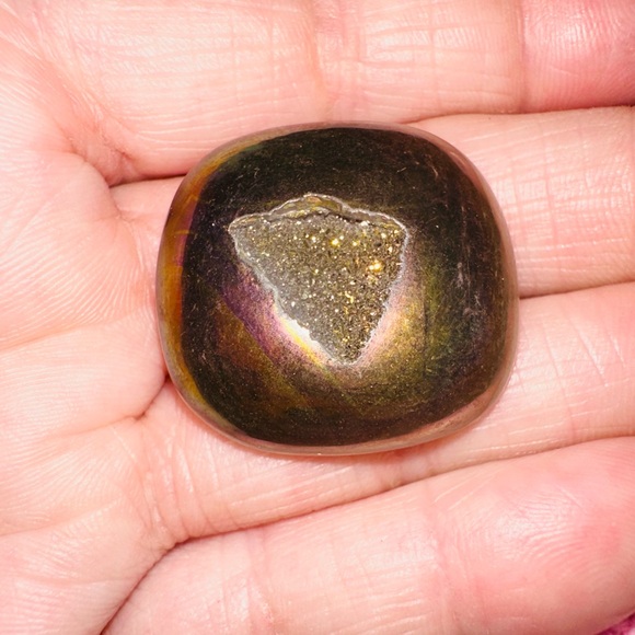 TITANIUM infused with pink’s purple yellow natural DRUZY for pendant making - Picture 4 of 8